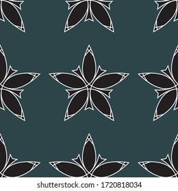 Geometric chekered abstract decorative  vector background. Vector mosaic tiles seamless pattern with deep blue color background and geometrical ornament.