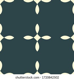 Geometric chekered abstract decorative  vector background. Vector mosaic tiles seamless pattern with deep blue color background and geometrical ornament.