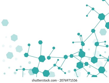 Geometric Chemical Structure Vector White Background. Medical Scientific Wallpaper. Microbiology Molecule Abstract Pattern. Modern Frame.