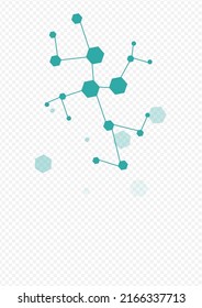Geometric Chemistry Vector Transparent Background. Molecular Modern Design. Technology Chemical Structure Science Frame. Scientific Template.