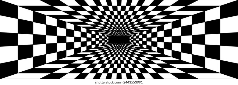 Geometric Chessboard Pattern in Black and White Checkered Design