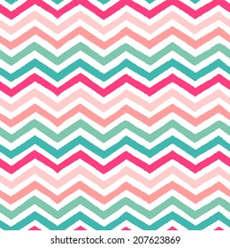 Geometric chevron seamless patterns set. Hand drawn texture. Vector illustration
