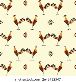 geometric chicken Triangle sameless pattern vector illustration desing
