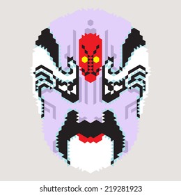 Geometric chinese mask.Vector of ancient character from peking opera