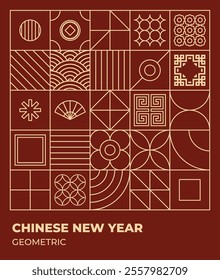 Geometric chinese pattern background outline