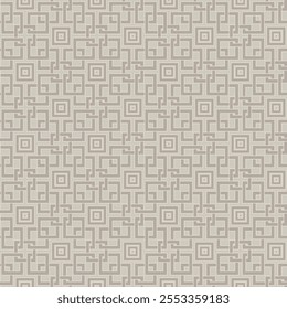 Textura de fundo de padrão de vetor sem emenda de Chinoiserie geométrica. Design textural denso abstrato oriental neutro. Ecru bege taupe repetição simétrica para impressão, papel, scrapbook, web, embrulho