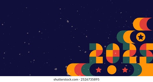 Geometric Christmas divider. New Year 2025 text.