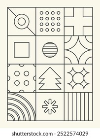 Geometric christmas line art shapes.