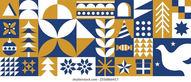 Geometric christmas pattern background vector