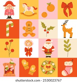 Geometric Christmas pattern. Modern vector New Year's background