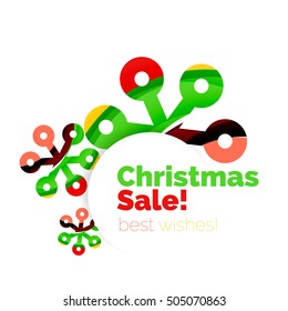 Geometric Christmas sale or promotion ad banner. Blank offer design