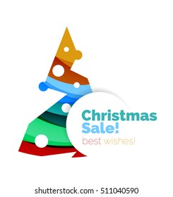 Geometric Christmas sale or promotion ad banner. Blank offer design
