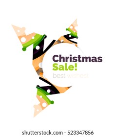 Geometric Christmas sale or promotion ad banner. Blank offer design