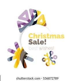 Geometric Christmas sale or promotion ad banner. Blank offer design