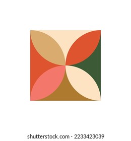 Geometric Christmas square element isolated vector. New Year holiday mosaic geometric square, gift, colorful box, modern abstract shape. Minimalist New Year decorative illustration