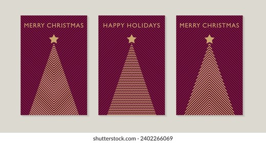 Geometric Christmas tree. Abstract design set. Vector illustration