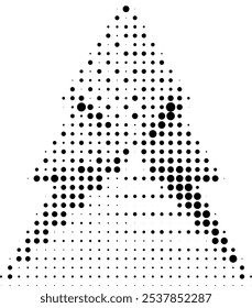 Geometric Christmas tree with a halftone effect. This unique and artistic design combines modern geometric shapes with a classic halftone dotted effect. Halftone dot design of Christmas tree.