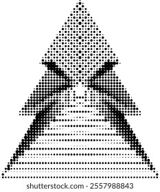 Geometric Christmas tree with a halftone effect. This unique and artistic design combines modern geometric shapes with a classic halftone dotted effect. Halftone dot design of Christmas tree.