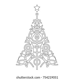 Geometric Christmas tree. New Year's logo. Christmas background. Vector illustration