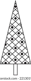 Geometric Christmas tree sketch silhouette minimalism simple vector illustration shapes black and white doodle