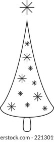 Geometric Christmas tree sketch silhouette minimalism simple vector illustration shapes black and white doodle
