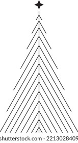 Geometric Christmas tree sketch silhouette minimalism simple vector illustration shapes black and white doodle