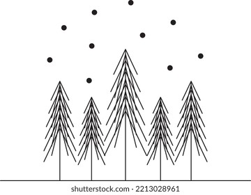 Geometric Christmas tree sketch silhouette minimalism simple vector illustration shapes black and white doodle scandinavian