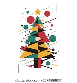 Geometric Christmas Tree vector Illustration.