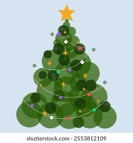 Geometric Christmas tree vector set. Attribute of the winter holiday. Christmas tree in modern minimalist geometric style. Abstract vector winter elements