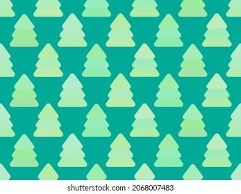 Geometric Christmas trees green color seamless pattern. Christmas and New Year pattern of fir trees. Festive design for greeting cards, wrapping paper, banners and posters. Vector illustration