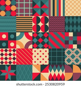 Geometric Christmas Wrapping Paper Vector Illustration