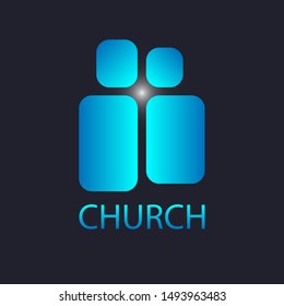 Geometric church logo on dark background. Christian vector emblem for worship, seminars, conferences.