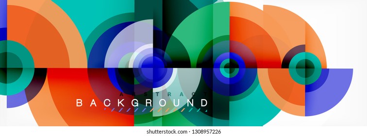 Fondo abstracto de círculo geométrico, fondo de pared geométrico creativo, ilustración vectorial