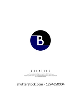 geometric circle black and blue B logo letter design concept