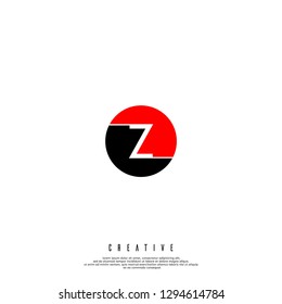 geometric circle BLACK AND RED Z logo letter design concept