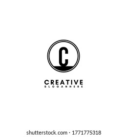 geometric circle business C logo letter black design concept