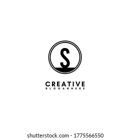 geometric circle business S logo letter black design concept