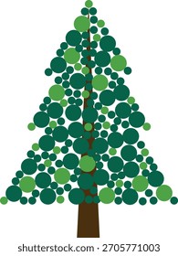 Geometric circle Christmas tree illustration with colorful festive holiday design