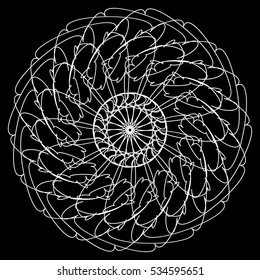Geometric circle. Circular element. Abstract spiral motif with radial, concentric lines