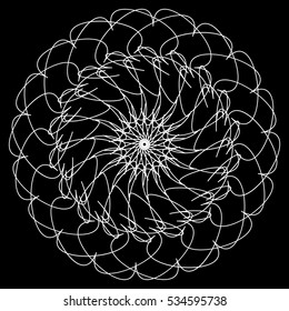 Geometric circle. Circular element. Abstract spiral motif with radial, concentric lines