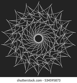 Geometric circle. Circular element. Abstract spiral motif with radial, concentric lines