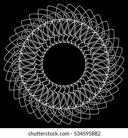 Geometric circle. Circular element. Abstract spiral motif with radial, concentric lines