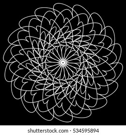 Geometric circle. Circular element. Abstract spiral motif with radial, concentric lines