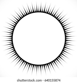 Geometric circle design element with radial lines. Abstract shape with rays, beams