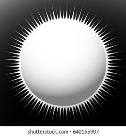 Geometric circle design element with radial lines. Abstract shape with rays, beams