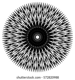 Geometric circle with distorted shapes rotating. Abstract circle vector element