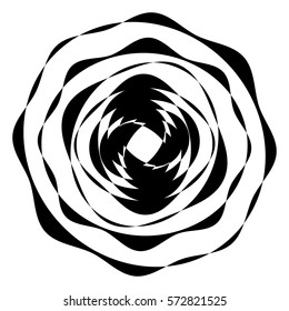 Geometric circle with distorted shapes rotating. Abstract circle vector element