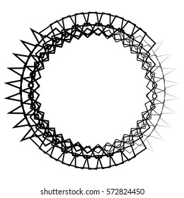 Geometric circle with distorted shapes rotating. Abstract circle vector element