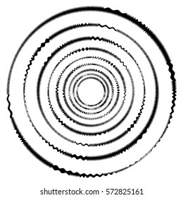 Geometric circle with distorted shapes rotating. Abstract circle vector element