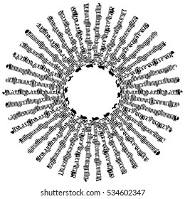 Geometric circle element. Artistic circle. Monochrome abstract illustration.